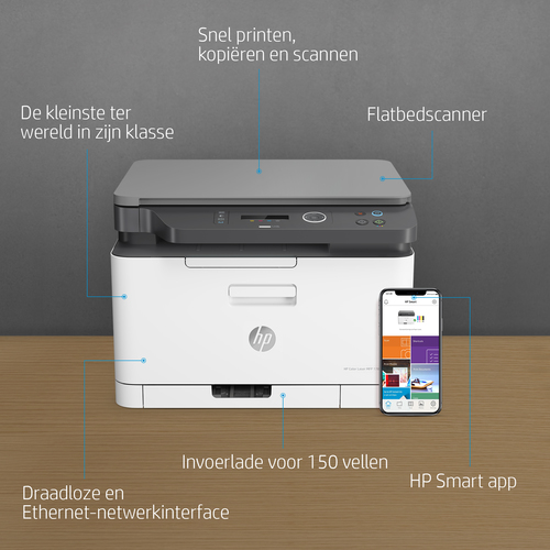 HP Color Laser MFP 178nw, Kleur, Printer voor Printen, kopiëren, scannen, Scans naar pdf