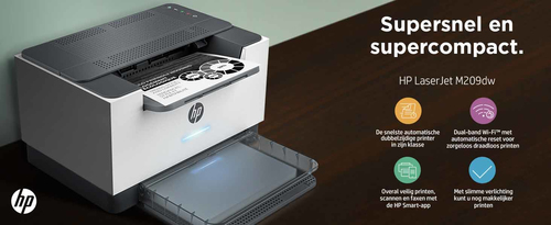 HP LaserJet M209dw printer, Zwart-wit, Printer voor Thuis en thuiskantoor, Print, Dubbelzijdig printen; Compact formaat; Energiezuinig; Dual-band Wi-Fi