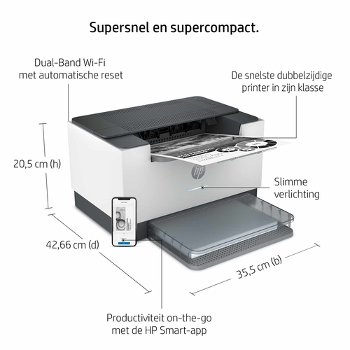HP LaserJet M209dw printer, Zwart-wit, Printer voor Thuis en thuiskantoor, Print, Dubbelzijdig printen; Compact formaat; Energiezuinig; Dual-band Wi-Fi
