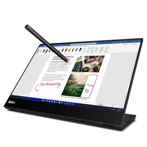 Lenovo ThinkVision M14t LED display 35,6 cm (14") 2240 x 1400 Pixels 2.2K Touchscreen Zwart
