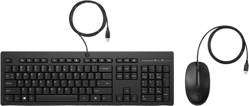 HP 225 Wired Mouse and KB G2 Belgium - English localization AZERTY BE - Maus - AZERTY toetsenbord Inclusief muis Kantoor USB Zwart