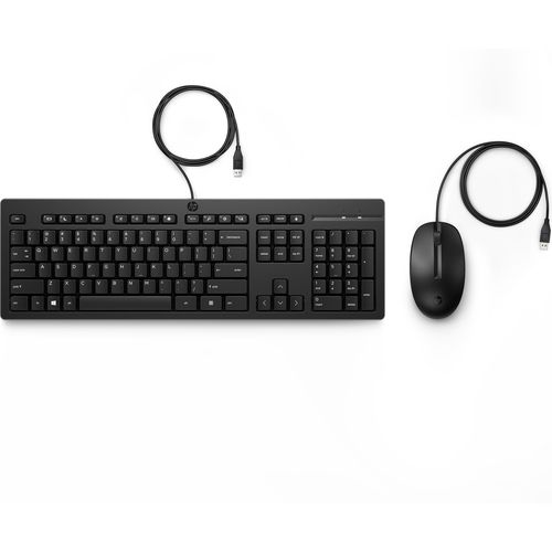HP 225 Wired Mouse and KB G2 Belgium - English localization AZERTY BE - Maus - AZERTY toetsenbord Inclusief muis Kantoor USB Zwart