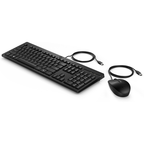 HP 225 Wired Mouse and KB G2 Belgium - English localization AZERTY BE - Maus - AZERTY toetsenbord Inclusief muis Kantoor USB Zwart