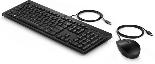 HP 225 Wired Mouse and KB G2 Belgium - English localization AZERTY BE - Maus - AZERTY toetsenbord Inclusief muis Kantoor USB Zwart