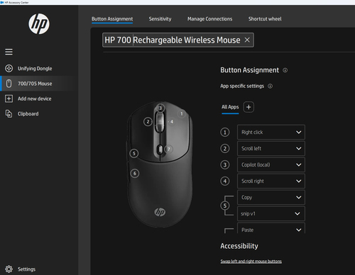 HP 700 oplaadbare draadloze muis