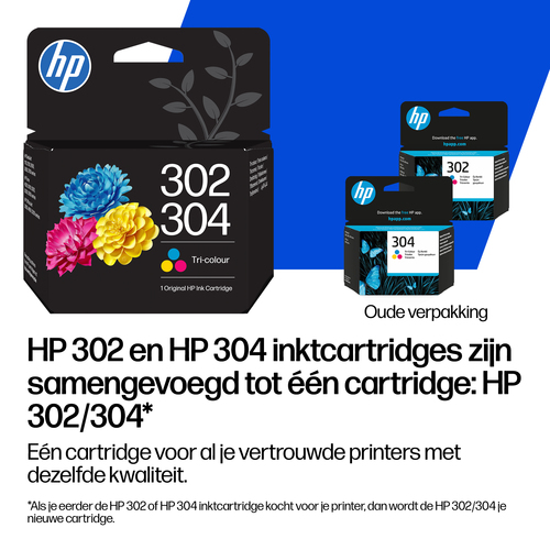 HP 302XL/304XL originele drie-kleuren inktcartridge