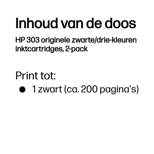 HP 303 originele zwarte/drie-kleuren inktcartridges, 2-pack