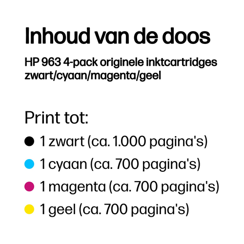 HP 963 4-pack originele inktcartridges zwart/cyaan/magenta/geel