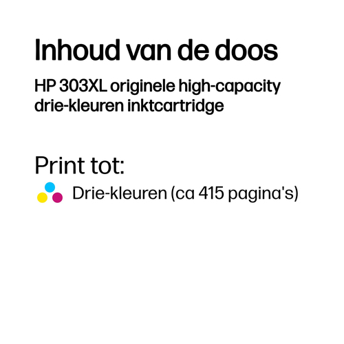 HP 303XL originele high-capacity drie-kleuren inktcartridge
