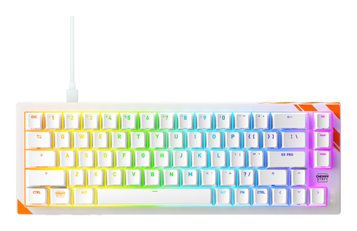 CHERRY K5 PRO TMR COMPACT toetsenbord Gamen USB QWERTY Amerikaans Engels Oranje, Wit