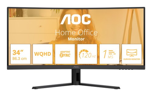 AOC B3 CU34B3E computer monitor 86,4 cm (34") 3440 x 1440 Pixels Wide Quad HD LED Zwart