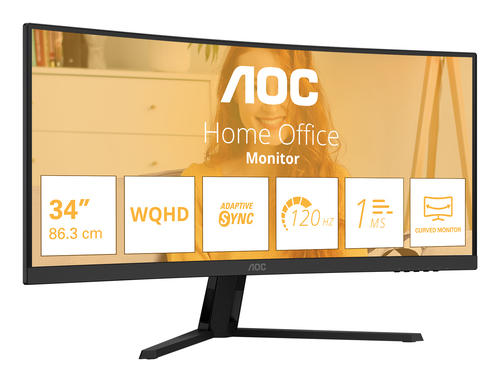 AOC B3 CU34B3E computer monitor 86,4 cm (34") 3440 x 1440 Pixels Wide Quad HD LED Zwart