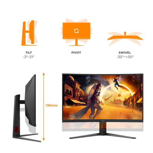 AOC G4 C32G4Z computer monitor 80 cm (31.5") 1920 x 1080 Pixels Full HD LCD Zwart, Rood
