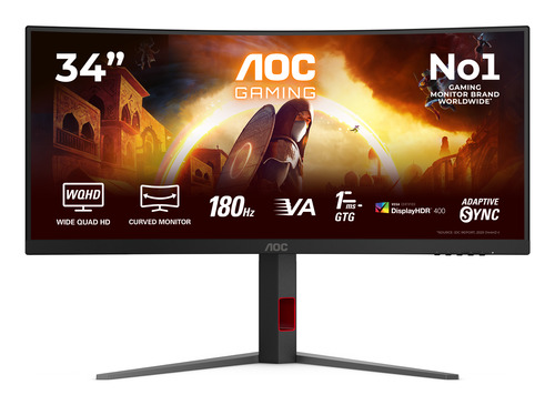 AOC G4 CU34G4CA computer monitor 86,4 cm (34") 3440 x 1440 Pixels Wide Quad HD Zwart, Rood