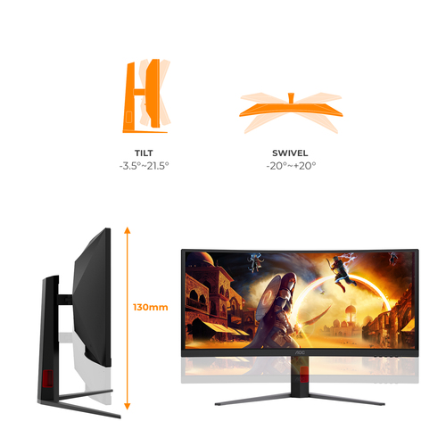AOC G4 CU34G4CA computer monitor 86,4 cm (34") 3440 x 1440 Pixels Wide Quad HD Zwart, Rood