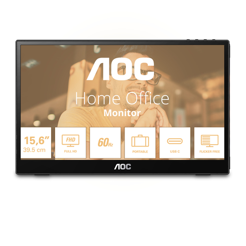 AOC T2 16T3EA computer monitor 39,6 cm (15.6") 1920 x 1080 Pixels Full HD Zwart