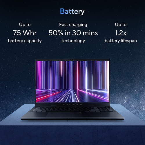 ASUS Vivobook Pro 15 OLED N6506CU-MA040WS Intel Core Ultra 9 285H Laptop 39,6 cm (15.6") 3K 24 GB DDR5-SDRAM 1 TB SSD NVIDIA GeForce RTX 4050 Wi-Fi 6E (802.11ax) Windows 11 Home Belgisch Zwart, Grijs