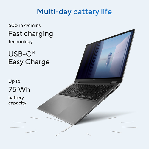 ASUS Vivobook 16 Flip TP3607SA-SI131W Copilot+ PC Intel Core Ultra 7 256V Hybride (2-in-1) 40,6 cm (16") Touchscreen WUXGA 16 GB LPDDR5x-SDRAM 512 GB SSD Wi-Fi 7 (802.11be) Windows 11 Home Belgisch Grijs