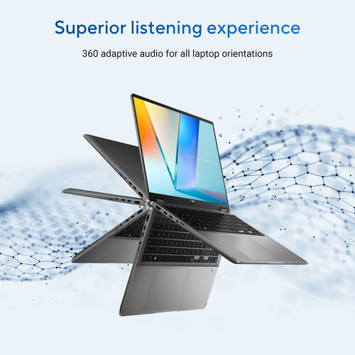 ASUS Vivobook 16 Flip TP3607SA-SI131W Copilot+ PC Intel Core Ultra 7 256V Hybride (2-in-1) 40,6 cm (16") Touchscreen WUXGA 16 GB LPDDR5x-SDRAM 512 GB SSD Wi-Fi 7 (802.11be) Windows 11 Home Belgisch Grijs