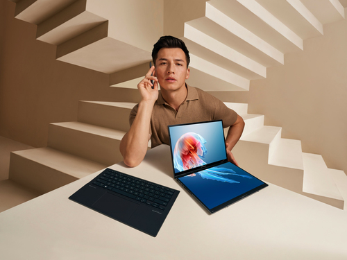 ASUS Zenbook Duo UX8406CA-QLNADW Intel Core Ultra 7 255H Hybride (2-in-1) 35,6 cm (14") Touchscreen Full HD 32 GB LPDDR5x-SDRAM 1 TB SSD Wi-Fi 7 (802.11be) Windows 11 Home Grijs AZERTY Belgisch