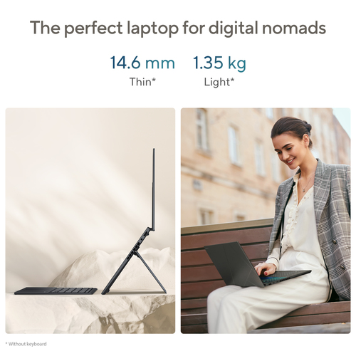 ASUS Zenbook Duo UX8406CA-QLNADW Intel Core Ultra 7 255H Hybride (2-in-1) 35,6 cm (14") Touchscreen Full HD 32 GB LPDDR5x-SDRAM 1 TB SSD Wi-Fi 7 (802.11be) Windows 11 Home Grijs AZERTY Belgisch
