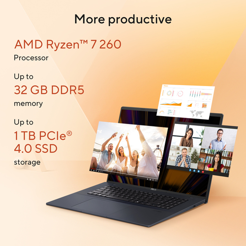 ASUS Vivobook 18 M1807HA-S16512W Copilot+ PC AMD Ryzen™ 7 260 Laptop 46,7 cm (18.4") WUXGA 16 GB DDR5-SDRAM 512 GB SSD Wi-Fi 6 (802.11ax) Windows 11 Home Zilver AZERTY Belgisch