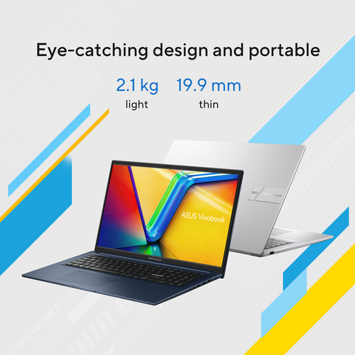 ASUS Vivobook 17 X1704MA-AU012W Intel Core 5 320 Laptop 43,9 cm (17.3") Full HD 16 GB DDR5-SDRAM 512 GB SSD Wi-Fi 6 (802.11ax) Windows 11 Home Belgisch Blauw