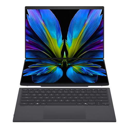 ASUS Zenbook Duo UX8407AA-SN481WS Intel Core Ultra 9 386H Laptop 35,6 cm (14") Touchscreen 3K 32 GB LPDDR5x-SDRAM 1 TB SSD Wi-Fi 7 (802.11be) Windows 11 Home Grijs AZERTY Belgisch
