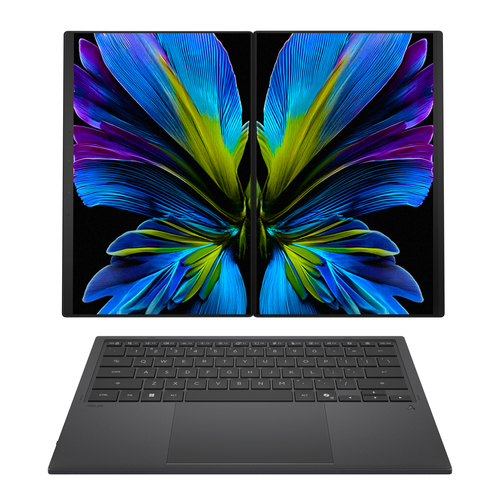 ASUS Zenbook Duo UX8407AA-SN481WS Intel Core Ultra 9 386H Laptop 35,6 cm (14") Touchscreen 3K 32 GB LPDDR5x-SDRAM 1 TB SSD Wi-Fi 7 (802.11be) Windows 11 Home Grijs AZERTY Belgisch