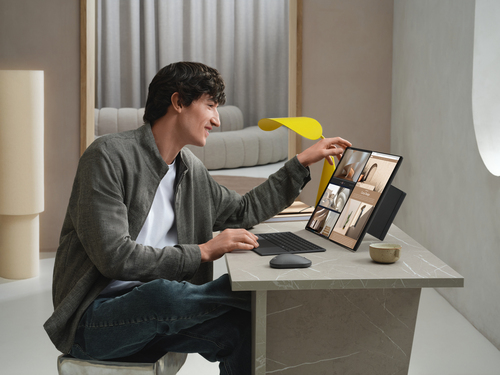 ASUS Zenbook Duo UX8407AA-SN481WS Intel Core Ultra 9 386H Laptop 35,6 cm (14") Touchscreen 3K 32 GB LPDDR5x-SDRAM 1 TB SSD Wi-Fi 7 (802.11be) Windows 11 Home Grijs AZERTY Belgisch