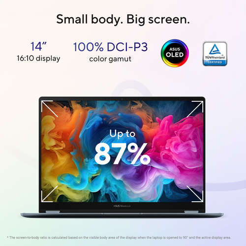 ASUS Vivobook S14 S5408QA-TM275W Copilot+ PC Snapdragon X1-26-101 Laptop 35,6 cm (14") WUXGA 8 GB LPDDR5x-SDRAM 256 GB SSD Wi-Fi 6E (802.11ax) Windows 11 Home Blauw AZERTY Belgisch