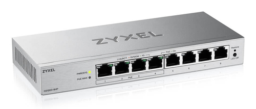Zyxel GS1200-8HPV3 Managed L2 Gigabit Ethernet (10/100/1000) Power over Ethernet (PoE) Desktop Grijs