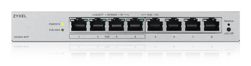 Zyxel GS1200-8HPV3 Managed L2 Gigabit Ethernet (10/100/1000) Power over Ethernet (PoE) Desktop Grijs