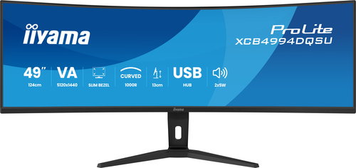 iiyama ProLite XCB4994DQSU-B1 computer monitor 124,5 cm (49") 5120 x 1440 Pixels Dual QHD LCD Zwart