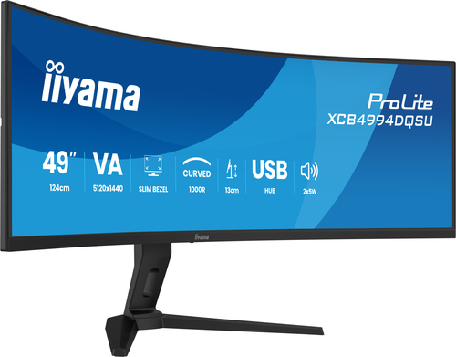 iiyama ProLite XCB4994DQSU-B1 computer monitor 124,5 cm (49") 5120 x 1440 Pixels Dual QHD LCD Zwart