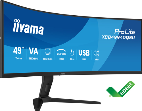 iiyama ProLite XCB4994DQSU-B1 computer monitor 124,5 cm (49") 5120 x 1440 Pixels Dual QHD LCD Zwart