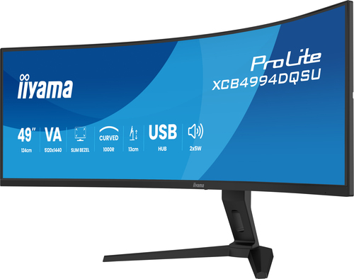 iiyama ProLite XCB4994DQSU-B1 computer monitor 124,5 cm (49") 5120 x 1440 Pixels Dual QHD LCD Zwart