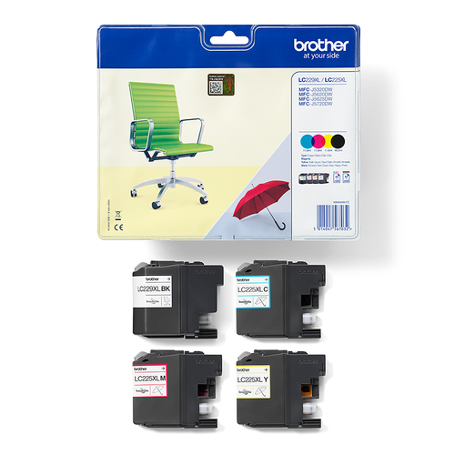 Brother LC-229XLVALBP inktcartridge 4 stuk(s) Origineel Zwart, Cyaan, Magenta, Geel