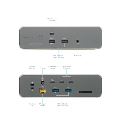 Targus DOCK230EUZ laptop dock & poortreplicator Bedraad Thunderbolt 5 Zilver