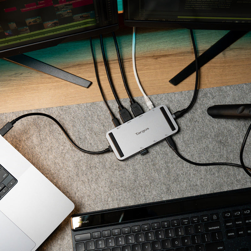 Targus DOCK429GL laptop dock & poortreplicator Bedraad USB4 Zilver