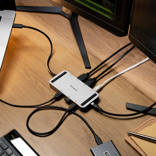 Targus DOCK429GL laptop dock & poortreplicator Bedraad USB4 Zilver
