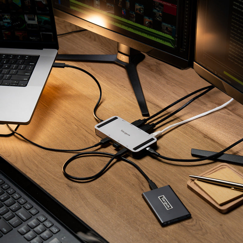 Targus DOCK429GL laptop dock & poortreplicator Bedraad USB4 Zilver