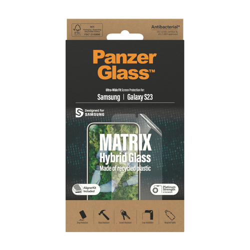 PanzerGlass ® ECO MATRIX Screen Protector Samsung Galaxy S23 | Ultra-Wide Fit w. AlignerKit Doorzichtige schermbeschermer 1 stuk(s)
