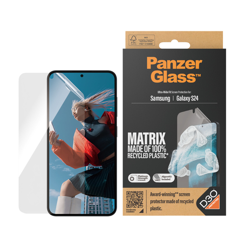 PanzerGlass ® ECO MATRIX Screen Protector with D3O® Samsung Galaxy S24 | Ultra-Wide Fit w. AlignerKit Doorzichtige schermbeschermer 1 stuk(s)