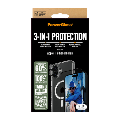PanzerGlass ® 3-in-1 Protection Bundle iPhone 16 Plus Doorzichtige schermbeschermer Apple 1 stuk(s)