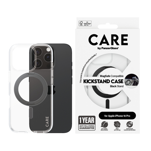PanzerGlass CARE by PG BLK Kick/MagS iPhone16P 6.3 mobiele telefoon behuizingen Hoes Transparant