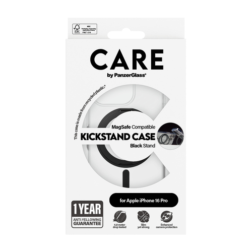 PanzerGlass CARE by PG BLK Kick/MagS iPhone16P 6.3 mobiele telefoon behuizingen Hoes Transparant
