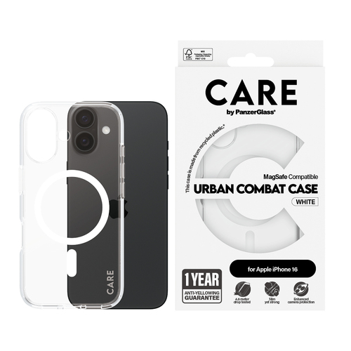 PanzerGlass CARE by PG White MagSafe iPhone16 6.1 mobiele telefoon behuizingen Hoes Transparant