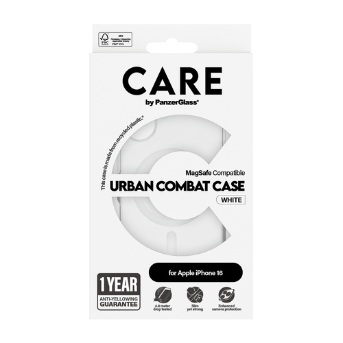 PanzerGlass CARE by PG White MagSafe iPhone16 6.1 mobiele telefoon behuizingen Hoes Transparant