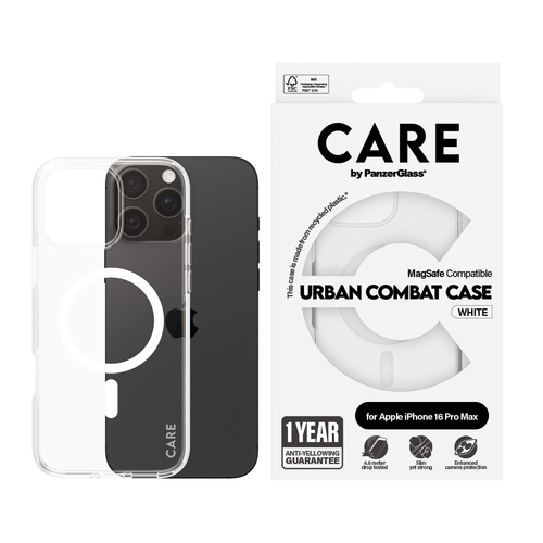 PanzerGlass CARE by PG White MagS iPhone16 6.9 Pro mobiele telefoon behuizingen Hoes Transparant